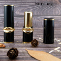 P91 4.3g low MOQ in stock ready to ship high quality black body gold tube empty round lipstick tube